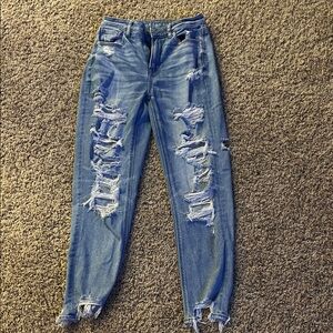 American Eagle Outfitters Blue Distressed Boyfriend Jeans
